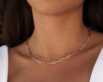 Handgjort halsband i 14 karat gult guld: 3,8 mm elegant spänne