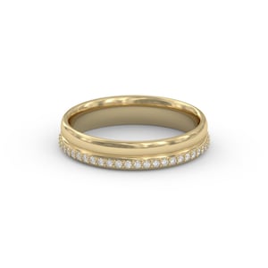 14K Yellow Solid Gold Diamond Wedding Double Band, Eternity Ring for Women,14k Unique Flat Top Band Ring ,Comfort Fit Marriage Ring