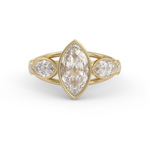 Engagement ring 14k Solid gold 3.2 Ctw  Lab Grown Diamond, Split Shank Band, 14K/18K Solid Gold