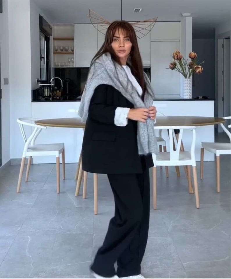 Office Lady Fashion Blazer Suit, Women's Pantsuit, Casual Jacket Pants