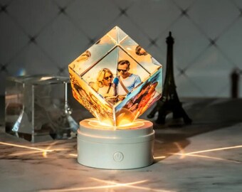 Personalized 3D Portrait Crystal, 3d Customized Crystal Lamp, Custom Glass Laser Engraved Photo Picture, Personalized Valentines Days Gift