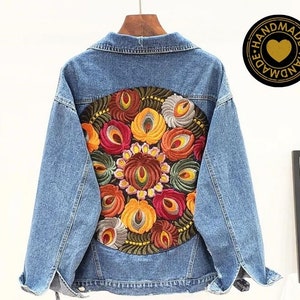 Embroidered Denim Jean Jacket,Denim Jacket Jeans, Personal Denim Jacket,Handmade Boho coat, denims, embroidereddenim,bohemian womens clothes