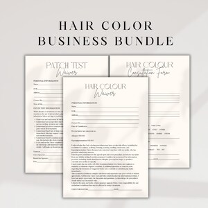 Hair Colour Forms, Service Waiver, Consultation Form, Patch Test Waiver, Instant Download Canva Template