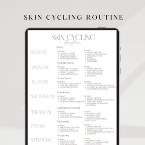 Personalised Skin Cycling Routine, Canva Template, Skincare, Skincare Tracker, Skin Cycle, Skincare Calendar, Glowing Skin, Cycling Planner