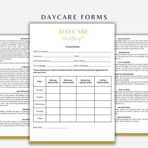 Editable Daycare Form - Contract for Parents, Nursery Contract Template