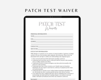 Editable Patch Test Waiver Form: Canva Template (Digital Download)