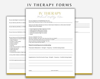 Formulario completo de historial médico de terapia IV, Guía de seguimiento, Formulario de admisión del cliente, Plantilla de Canva