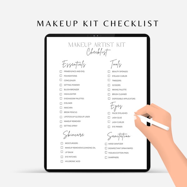 Professional Makeup Kit Checklist, Makeup Artist Checklist, MUA Planner Canva Template