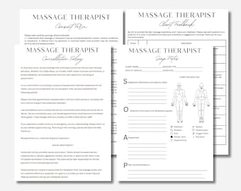 Professional Massage Therapy Templates, Massage Consent Form, Client Feedback, Soap Notes, Cancellation Policy