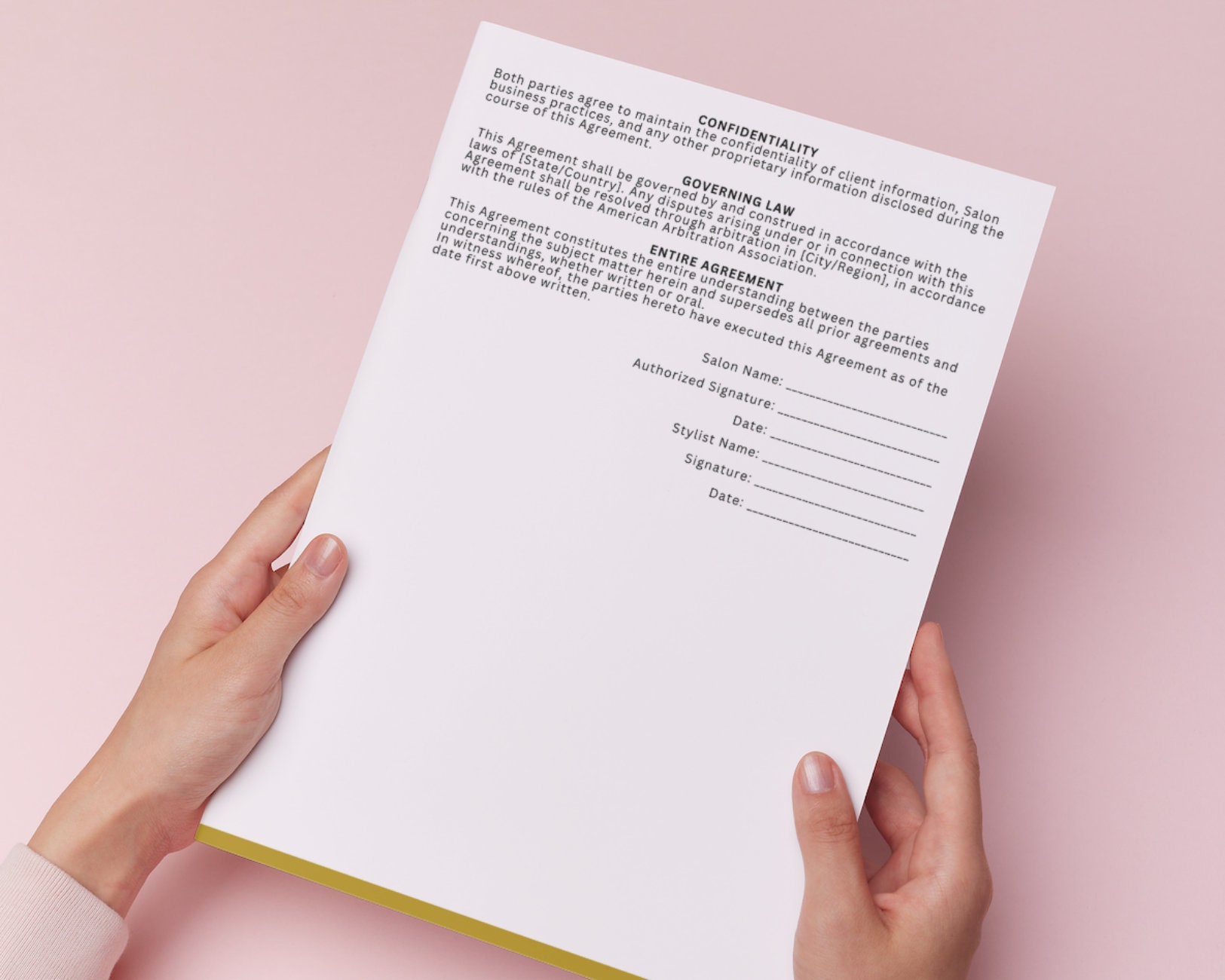 Editable and Printable Salon Stylist Commission Agreement, Employeee ...