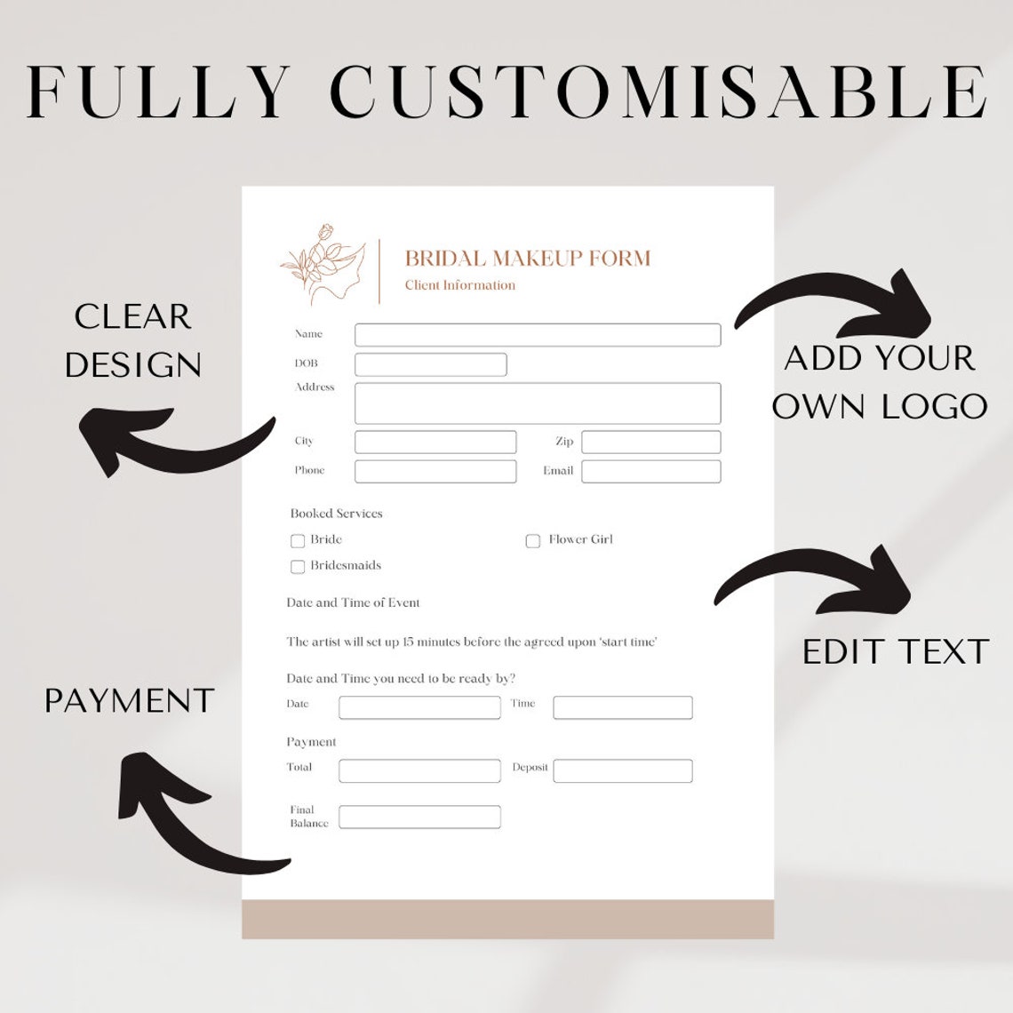 Editable Makeup Consultation Form, Makeup Business Form Printable on ...