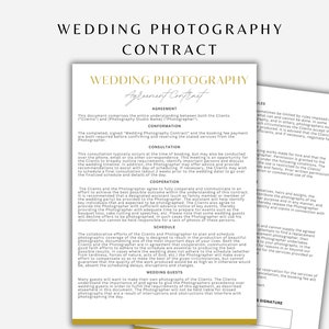 Editable Wedding Photography Contract, Agreement, Consent Form Canva Template