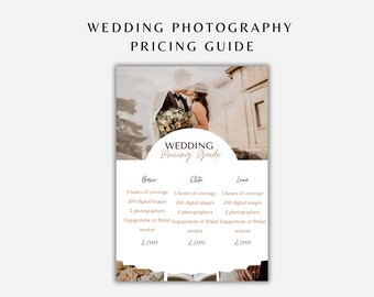 Wedding Photography Pricing Guide, Price List, Boho Look Canva Template