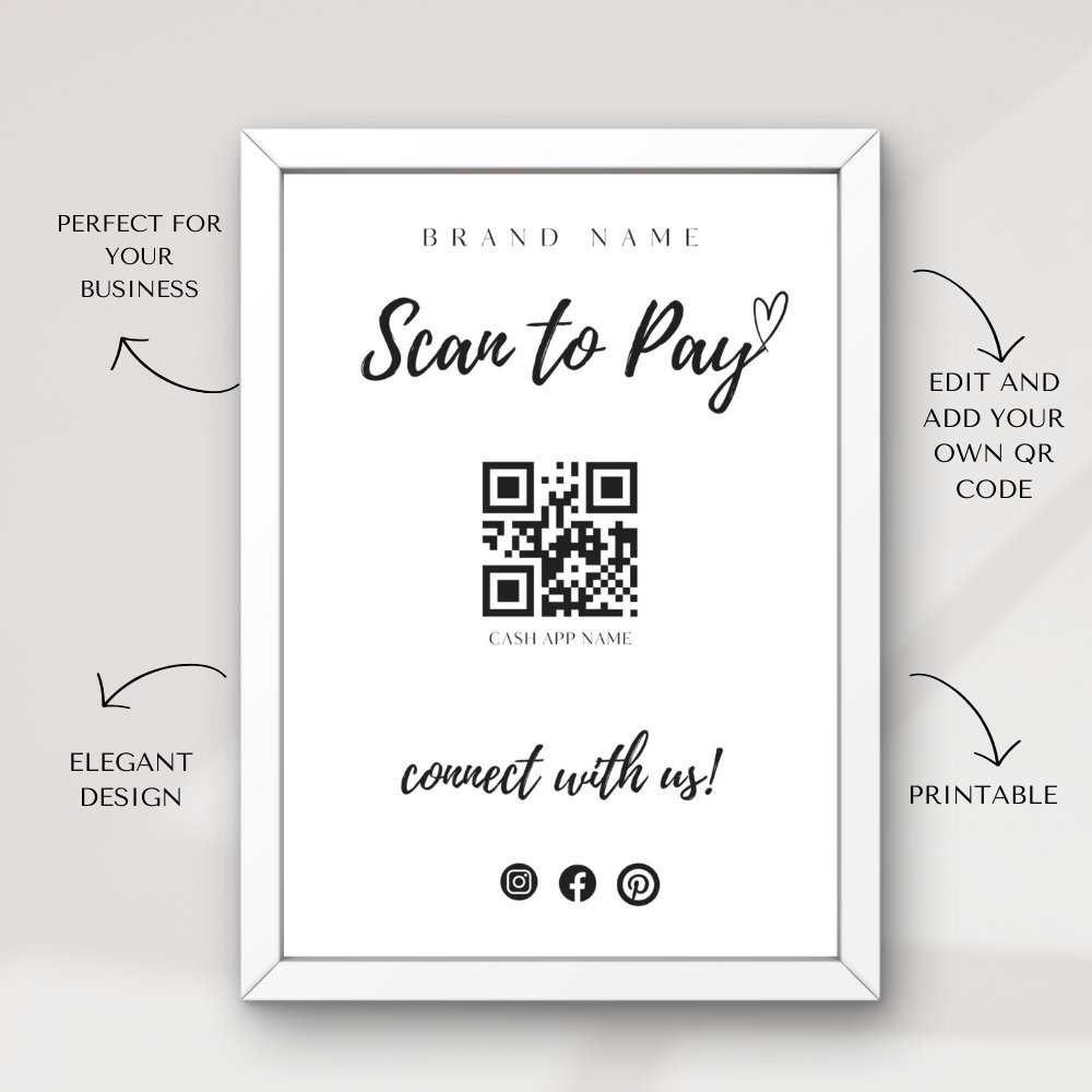 Editable QR Code Scan to Pay Template Social Media Printable Small ...