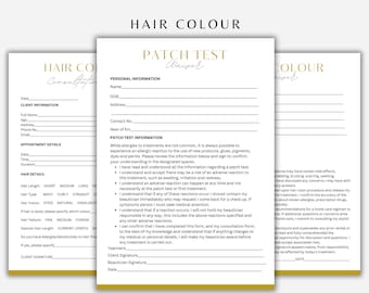 Editable Hair Salon Forms: Colour Consultation, Patch Test (Canva Template)