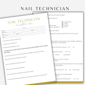 Bearbeitbares Nageltechniker-Beratungsformular, Fragebogen, Kundenberatung Canva-Vorlage