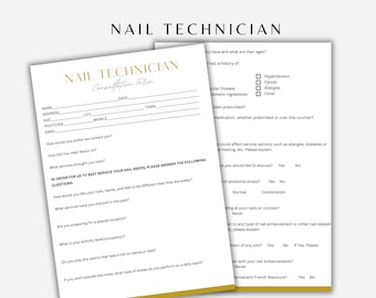 Editable Nail Technician Consultation Form, Questionnaire, Client Consultation Canva Template