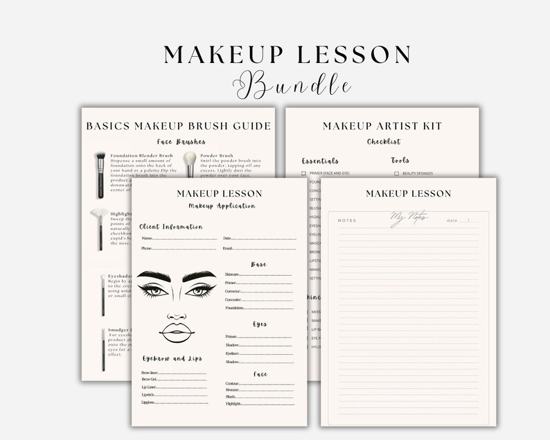 Write Makeup Editable Makeup Artist Lesson Forms | Makeup Artist Templates | Brush ...