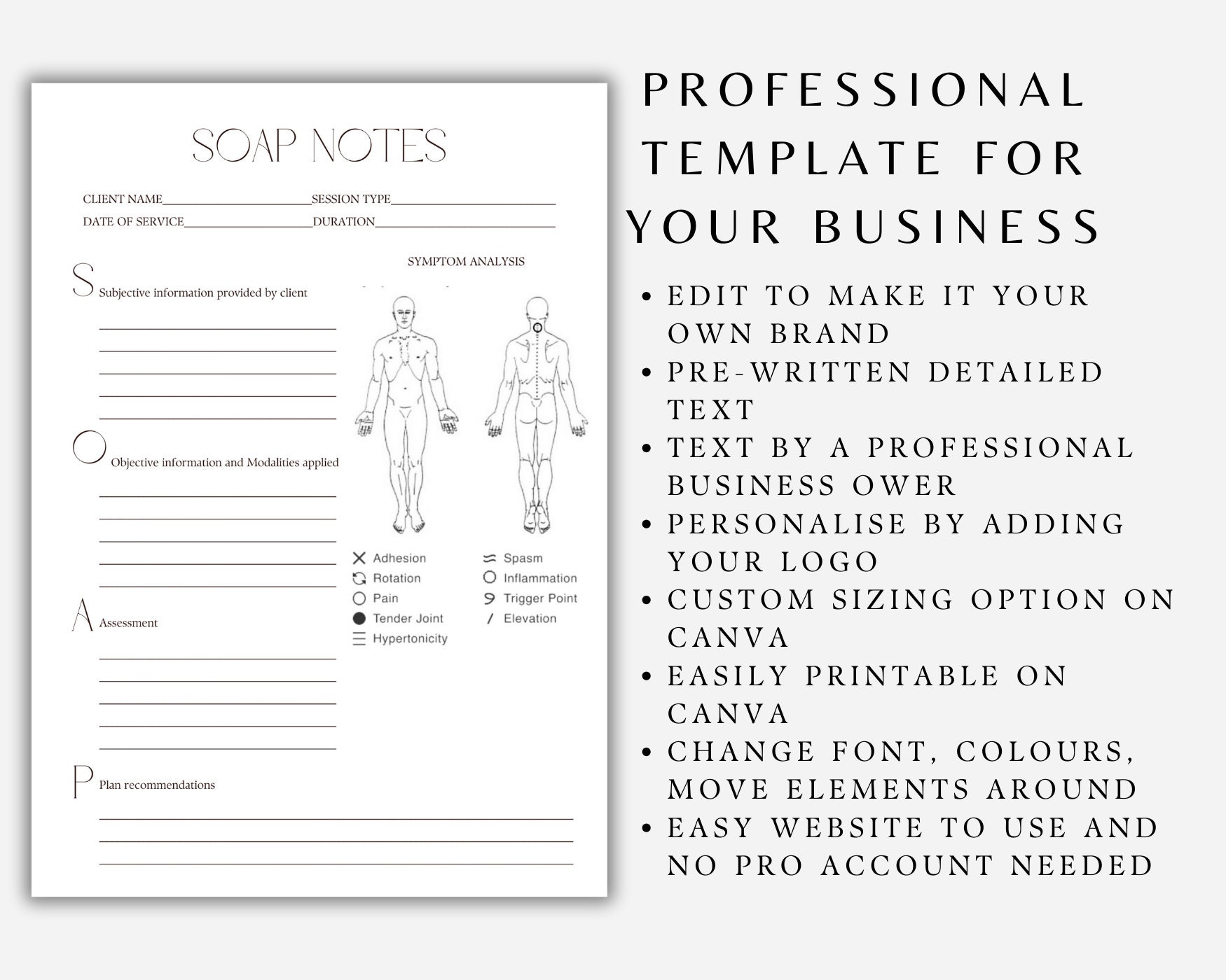 Professional Massage SOAP Notes And Symptom Analysis Form Editable Professional massage soap notes and symptom analysis form editable