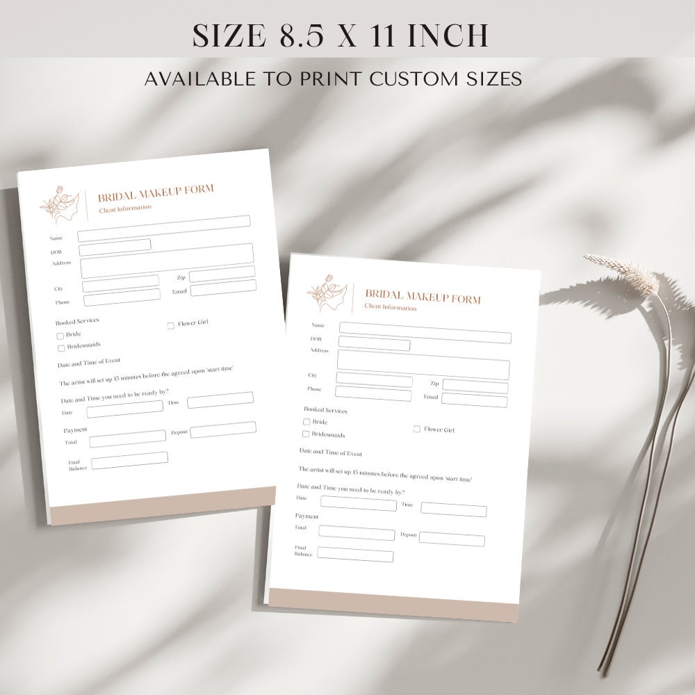 Editable Makeup Consultation Form, Makeup Business Form Printable on ...