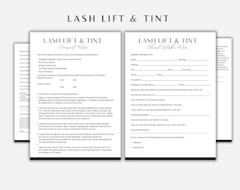 Formulär för lashlift och färgning: Kundintag och samtycke (redigerbart i Canva)