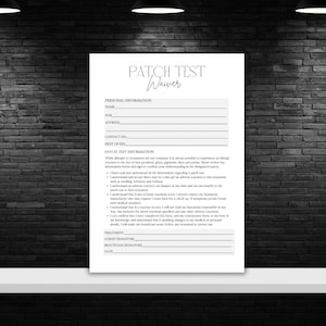 Editable Patch Test Waiver Form: Canva Template (digital Download ...