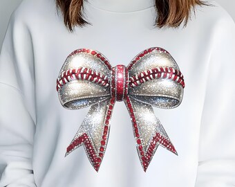 Glitter Baseball Bow Png Shirt Design, Mama Baseball Png, Sequin Bow Png Baseball Bow Sublimation, Game Day Baseball DIGITAL DOWNLOAD