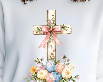 Floral Easter Cross PNG, Easter Cross Clipart, Christian Png, Spring Floral Png, Preppy Easter Png, Watercolor Easter Png DIGITAL DOWNLOAD