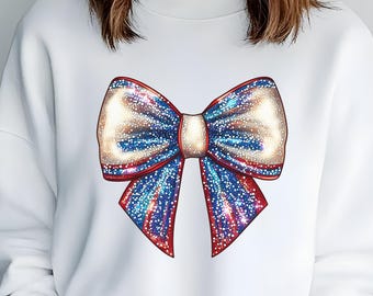 Red White Blue Coquette Bow Png, DIGITAL DOWNLOAD, Patriotic Bow Png, 4th of July Sublimation, USA Flag Bow, Independence Day Clipart,