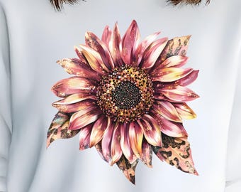 Sunflower PNG Leopard Print Png Sunflower Shirt Design Glitter Sunflower Clipart Sublimation Design Spring Flower DIGITAL DOWNLOAD