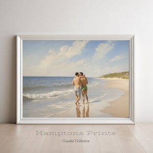 Fire Island Art Gay Artwork Impressionist Style | Cherry Grove New York Summer Art | Fire Island Pines Gay Couple Original LGBTQ Art image 1