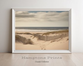 Hamptons Dunes Art Print | Digital Download Art | Seascape Painting | Hamptons Style Decor Ocean Wall Art to Instantly Print and Frame