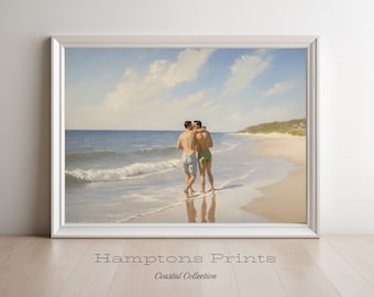 Fire Island Art Gay Artwork Impressionist Style | Cherry Grove New York Summer Art |  Fire Island Pines Gay Couple Original LGBTQ Art