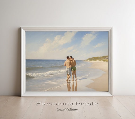 Fire Island Art Gay Artwork Impressionist Style | Cherry Grove New York Summer Art |  Fire Island Pines Gay Couple Original LGBTQ Art