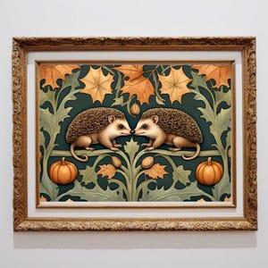Jugendstil Igel druckbare Muster Kunst | Original Kunstwerk Stil des 19ten Jahrhunderts Komplizierte Natur inspirierte Kunstwerk Wald Grußkarte