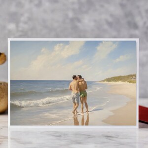 Fire Island Art Gay Artwork Impressionist Style | Cherry Grove New York Summer Art | Fire Island Pines Gay Couple Original LGBTQ Art image 6