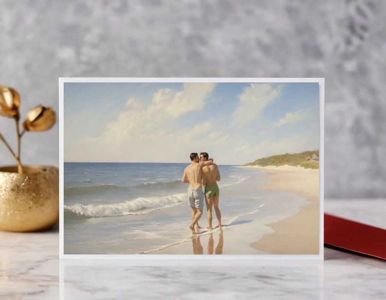 Fire Island Art Gay Artwork Impressionist Style | Cherry Grove New York Summer Art | Fire Island Pines Gay Couple Original LGBTQ Art image 6