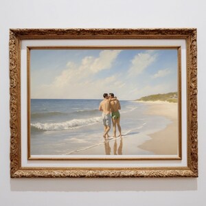 Fire Island Art Gay Artwork Impressionist Style | Cherry Grove New York Summer Art | Fire Island Pines Gay Couple Original LGBTQ Art image 7