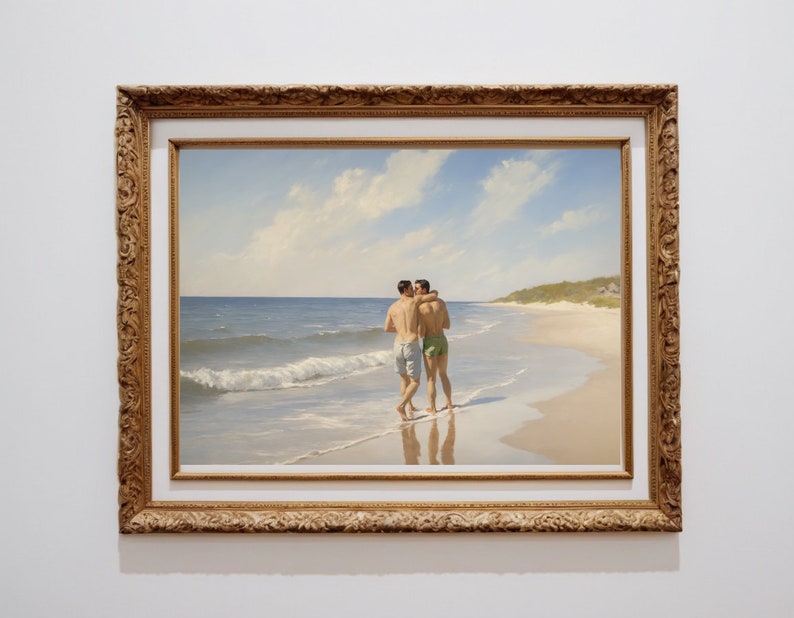 Fire Island Art Gay Artwork Impressionist Style | Cherry Grove New York Summer Art | Fire Island Pines Gay Couple Original LGBTQ Art image 7