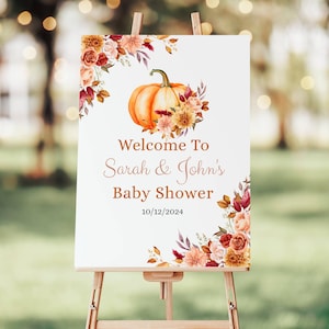 Editable Little Pumpkin Baby Shower Welcome Sign (Digital Download)