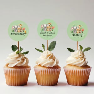 Safari Baby Shower Cupcake Topper Templates: Jungle Theme (Digital Download)