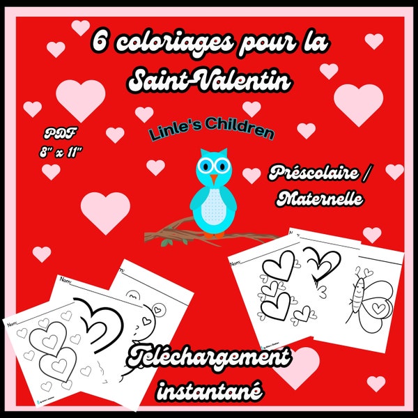 Pages de coloriage de la Saint-Valentin, Coloriage de la Saint-Valentin, Pages de coloriage pour les enfants d'âge préscolaire