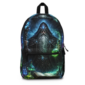 Mystic Wizard Backpack | Fantasy Potion,  Mage, Spellbook, Glowing Vials