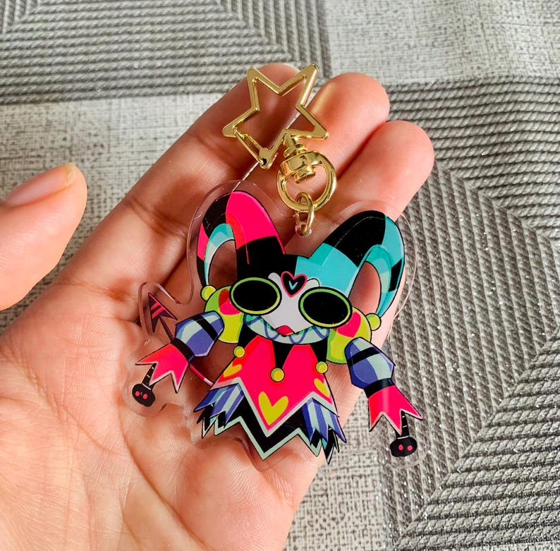 Jester Key Chain Helluva Boss Keychains | Squished Fizzarolli/stolas - Etsy