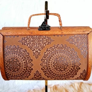 Bolso de madera vintage, embrague, bolso de noche, bolso de madera natural, bolso de madera marrón, bolso de noche, bolso de caja hermosa