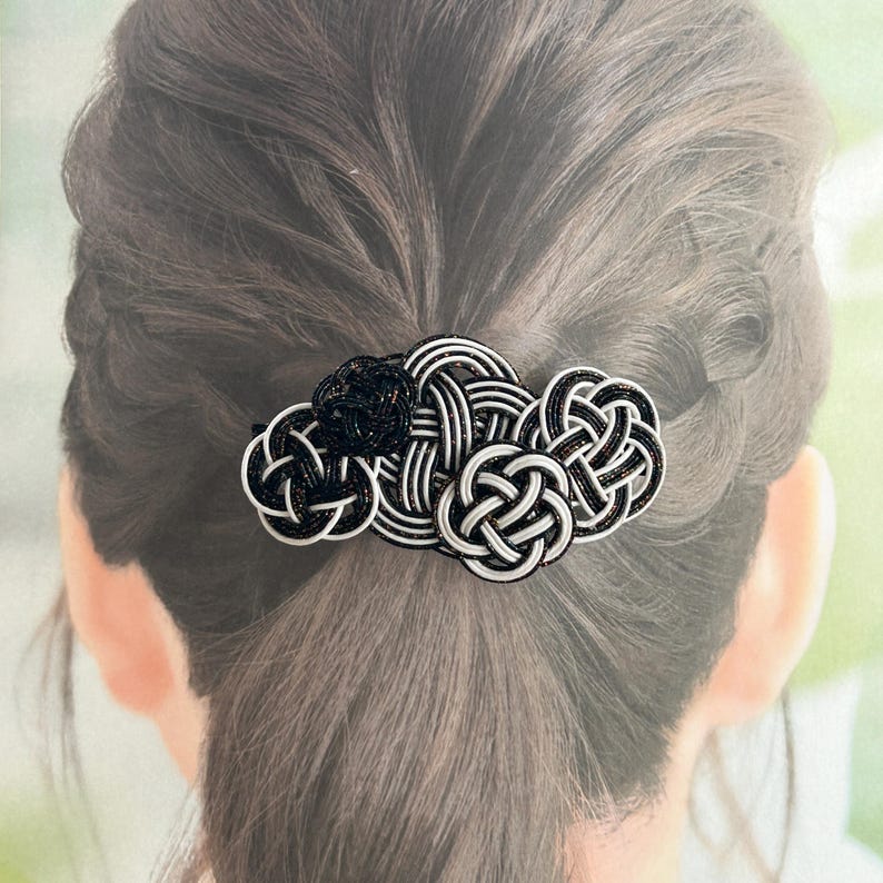 Handmade Mizuhiki Hair Barrette Traditional Japanese Knot Design With