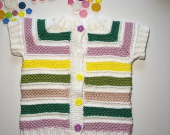 Baby knitted sweater - handmade - 100% organic wool