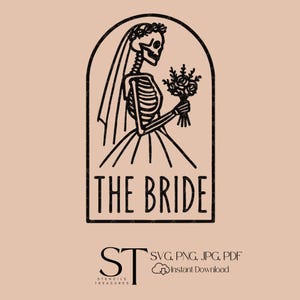 Gothic Skelett Braut SVG | Halloween-Hochzeit die Braut geschnitten Datei | Tag der Toten Braut Design für Cricut | Gruselige Brautparty,