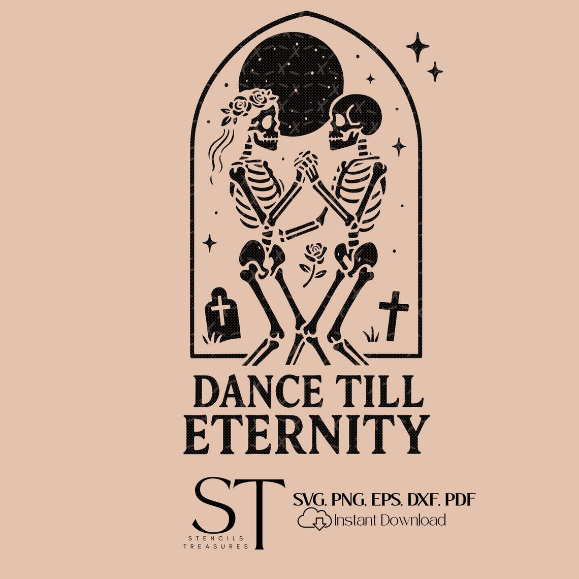 Dance Till Eternity SVG | Skeleton Couple Gothic Love Design | Eternal ...