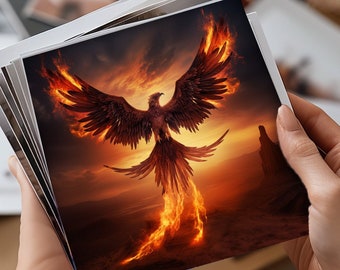 Fiery Phoenix Art Print: Vibrant Fantasy Bird Wall Art